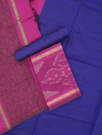 Graceful Essence Silk Cotton Abstract Geometric Ikat Border Dress Material