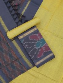 Graceful Essence Silk Cotton Ikat Butterfly Border Dress Material