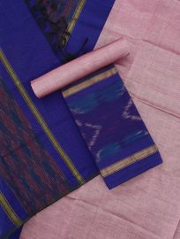 Graceful Essence Silk Cotton Four-Petal Geometric Ikat Border Dress Material