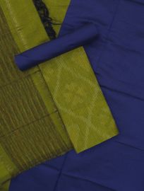 Graceful Essence Silk Cotton Olive Green Diamond Ikat Dress Material