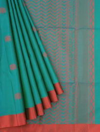 Gracecharm Pure Soft Silk Floral Tree Butta with Chevron Brocade Pallu Saree