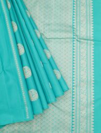 Gracecharm Pure Soft Silk Floral Medallion Butta with Diamond Brocade Pallu Saree
