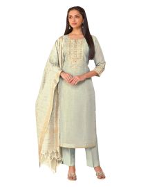 Graceful Muse Readymade Sage Geometric Yoke Embroidered Salwar Kameez