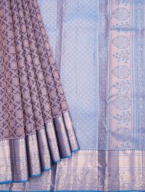 Vivaha Pure Silk Kanchipuram Geometric Square Butta Design with Zari Border Saree