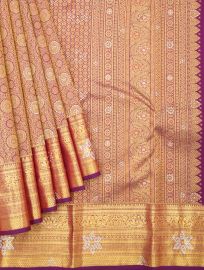 Vivaha Pure Silk Kanchipuram Traditional Floral Motif with Stone Work Zari Border Saree