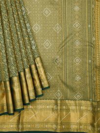 Vivaha Pure Silk Bridal Kanchipuram Floral Motif with Stone Work Zari Border Saree