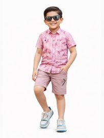 Graceful Essence Boys Trendy Cotton Printed Shirt and Shorts Set
