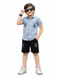 Graceful Essence Boys Trendy Cotton Shirt and Shorts Set