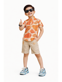 Graceful Essence Boys Trendy Cotton Printed Shirt and Shorts Set