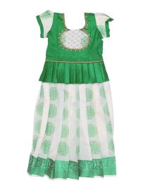 Charming Girls Readymade Stone Work Art Silk Pattu Pavadai Set
