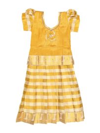 Charming Girls Readymade Stone Work Art Silk Pattu Pavadai Set