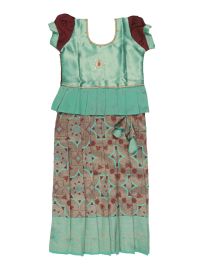 Charming Girls Readymade Stone Work Art Silk Pattu Pavadai Set