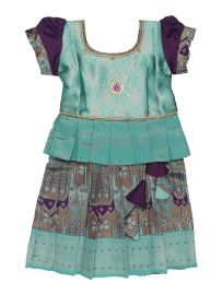 Charming Girls Readymade Stone Work Art Silk Pattu Pavadai Set