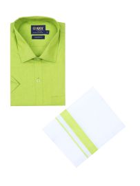 KKV Men’s Half Sleeve Cotton Readymade Shirt and Dhoti Set | Traditional Ethnic Wear