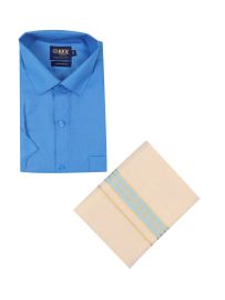 KKV Men’s Half Sleeve Cotton Readymade Shirt and Dhoti Set | Traditional Ethnic Wear