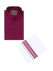 KKV Men’s Half Sleeve Cotton Readymade Shirt and Dhoti Set | Traditional Ethnic Wear