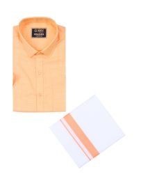 KKV Men’s Half Sleeve Cotton Readymade Shirt and Dhoti Set | Traditional Ethnic Wear