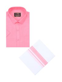 KKV Men’s Half Sleeve Cotton Readymade Shirt and Dhoti Set | Traditional Ethnic Wear