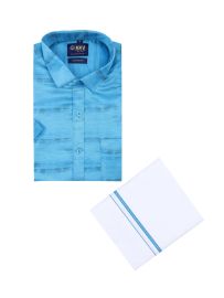 KKV Men’s Half Sleeve Shiny Cotton Mix Readymade Shirt and Dhoti Set