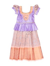 Charming Girls Readymade Stone Work Art Silk Pattu Pavadai Set