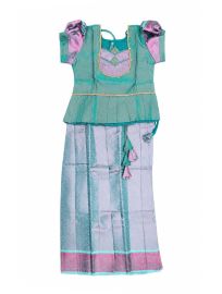 Charming Girls Readymade Stone Work Art Silk Pattu Pavadai Set