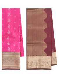 Gracecharm Emerald Glow Art Silk Girls Pavadai Dhavani Material Set