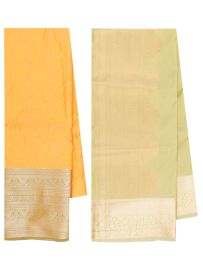 Gracecharm Emerald Glow Art Silk Girls Pavadai Dhavani Material Set