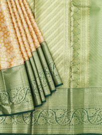Vivaha Tissue Silk Kanchipuram Wedding Floral Jaal Motif Contrast Zari Border Saree