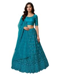 Graceful Essence Twill Net Butta Work Semi-Stitched Lehenga Choli