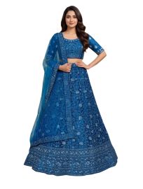 Graceful Essence Net Floral Jaal Embroidered Semi-Stitched Lehenga Choli