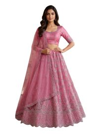 Graceful Essence Twill Net Embroidered Semi-Stitched Lehenga Choli  