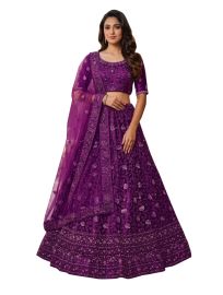 Graceful Essence Net Vine Jaal Embroidered Semi-Stitched Lehenga Choli