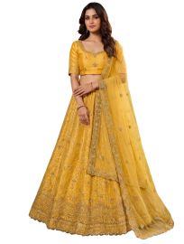 Graceful Essence Net Ornamental Jaal Semi-Stitched Lehenga Choli