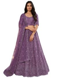 Graceful Essence Net Floral Jaal Semi-Stitched Lehenga Choli