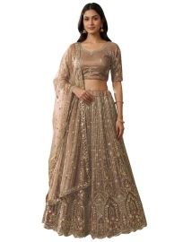 Graceful Essence Twill Net Mughal Panel Semi-Stitched Lehenga Choli
