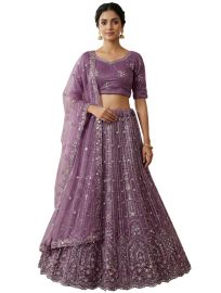 Graceful Essence Twill Net Mughal Jaal Semi-Stitched Lehenga Choli
