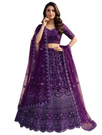 Graceful Essence Net Floral Vine Jaal Semi-Stitched Lehenga Choli