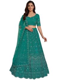 Graceful Essence Net Floral Jaal Semi-Stitched Lehenga Choli