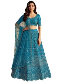 Graceful Essence Net Floral Vine Work Semi-Stitched Lehenga Choli