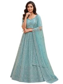 Graceful Essence Net Floral Motif Semi-Stitched Lehenga Choli
