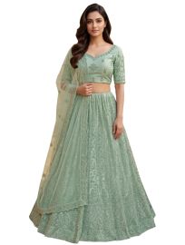 Graceful Essence Net Floral Vine Panel Semi-Stitched Lehenga Choli