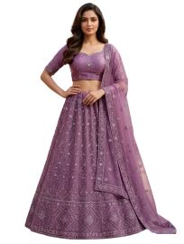 Graceful Essence Net Floral Vine Jaal Semi-Stitched Lehenga Choli