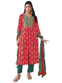 Graceful Muse Readymade Floral Angrakha Yoke Embroidered Salwar Kameez