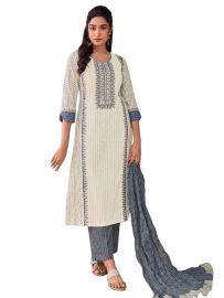 Graceful Muse Readymade Striped Floral Panel Salwar Kameez