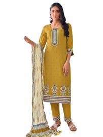 Graceful Muse Readymade Geometric Panel Yoke Floral Salwar Kameez