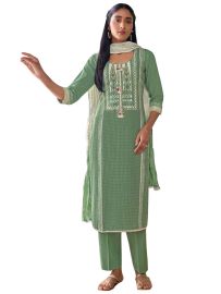 Graceful Muse Readymade Dotted Floral Yoke Embroidered Salwar Kameez