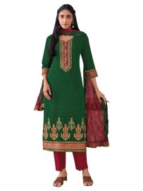 Graceful Muse Readymade Dotted Floral Panel Yoke Embroidered Salwar Kameez