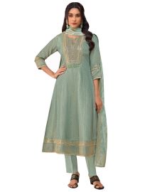 Graceful Muse Readymade Polka Butta Notch Neck Mirror Work Salwar Kameez