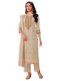 Graceful Muse Readymade Floral Butta Notch Neck Embroidered Salwar Kameez