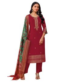 Graceful Muse Readymade Floral Butta Round Neck Embroidered Salwar Kameez